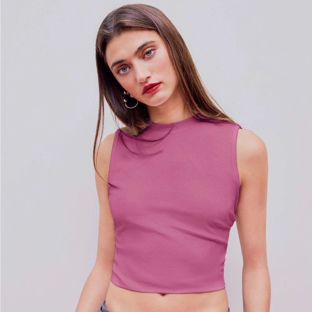 Cider Pink Fitted Crop Tank Top